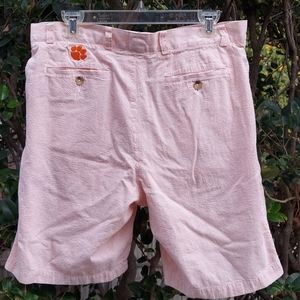 Cutter & Buck Clemson Seersucker Shorts Orange EUC